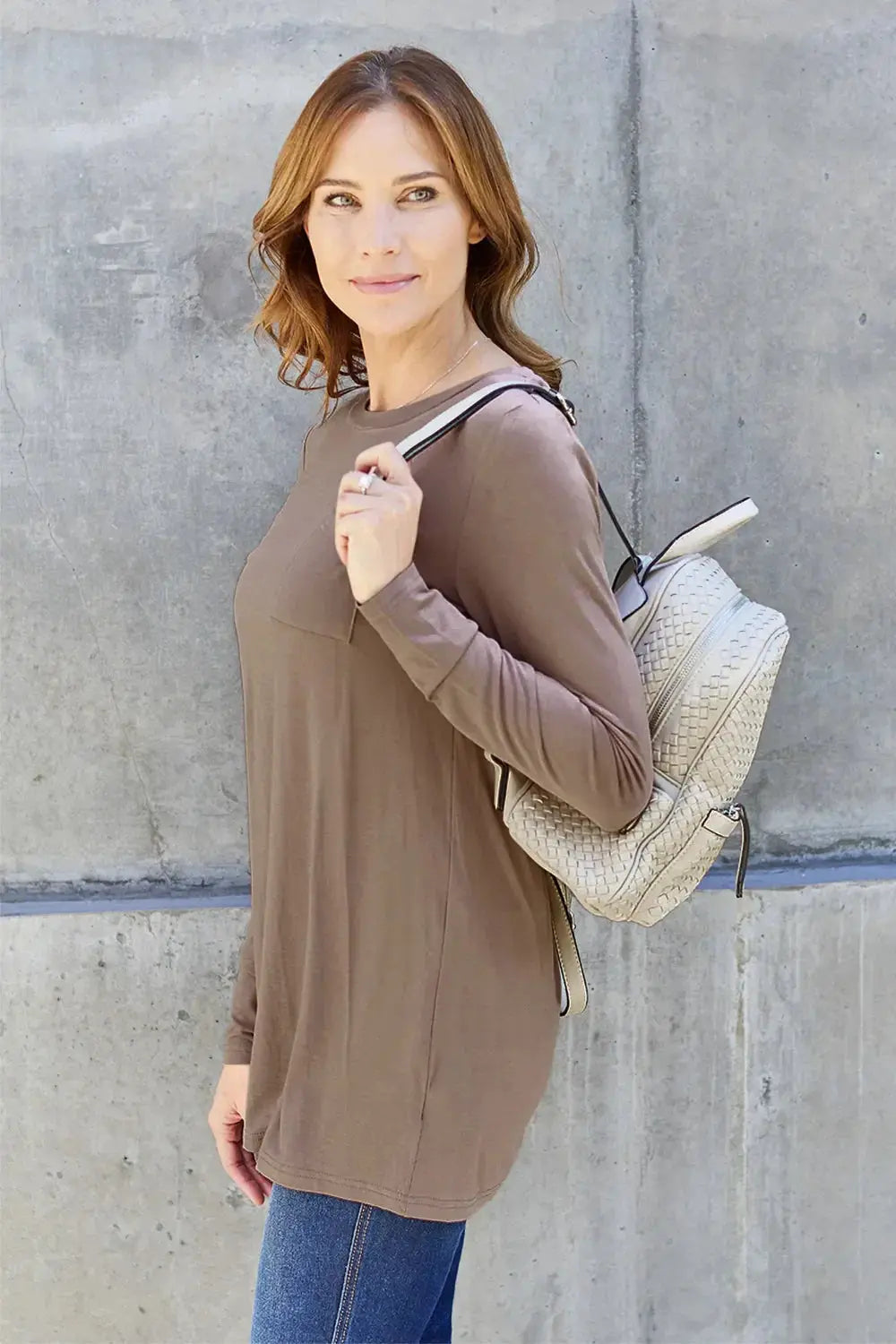 Basic Bae Full Size Round Neck Long Sleeve Top - Love Salve